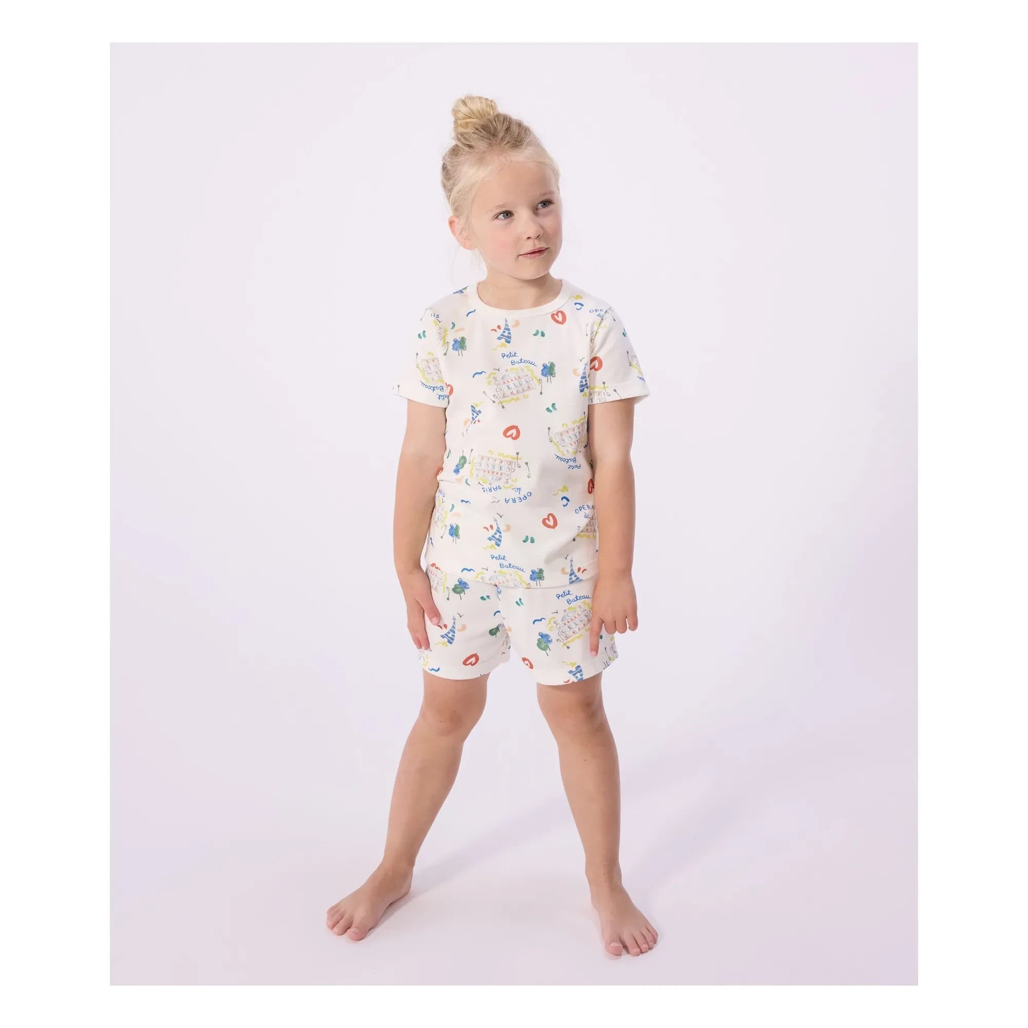 Petit Bateau - Pijama corto ópera | Blanco