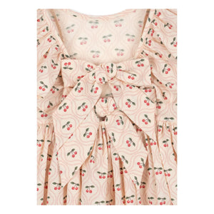 Konges Sløjd - Vestido de algodón orgánico Cianna Cherries | Rosa empolvado