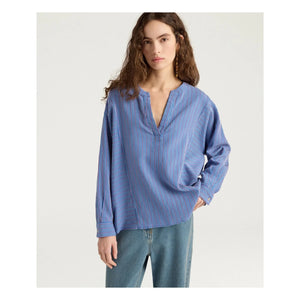 Momoni - Blusa de rayas con pinchos | Azul