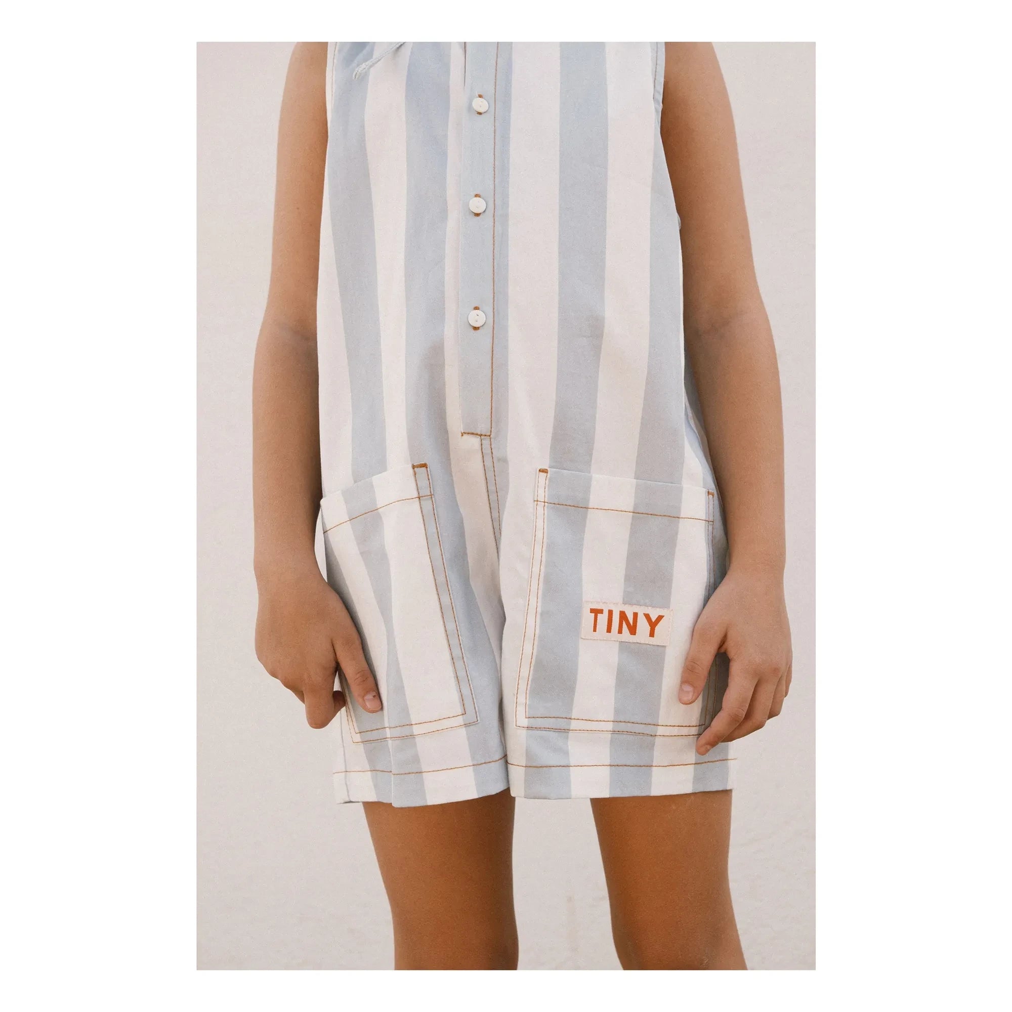 Tinycottons - Mono de sarga a rayas finas azules
