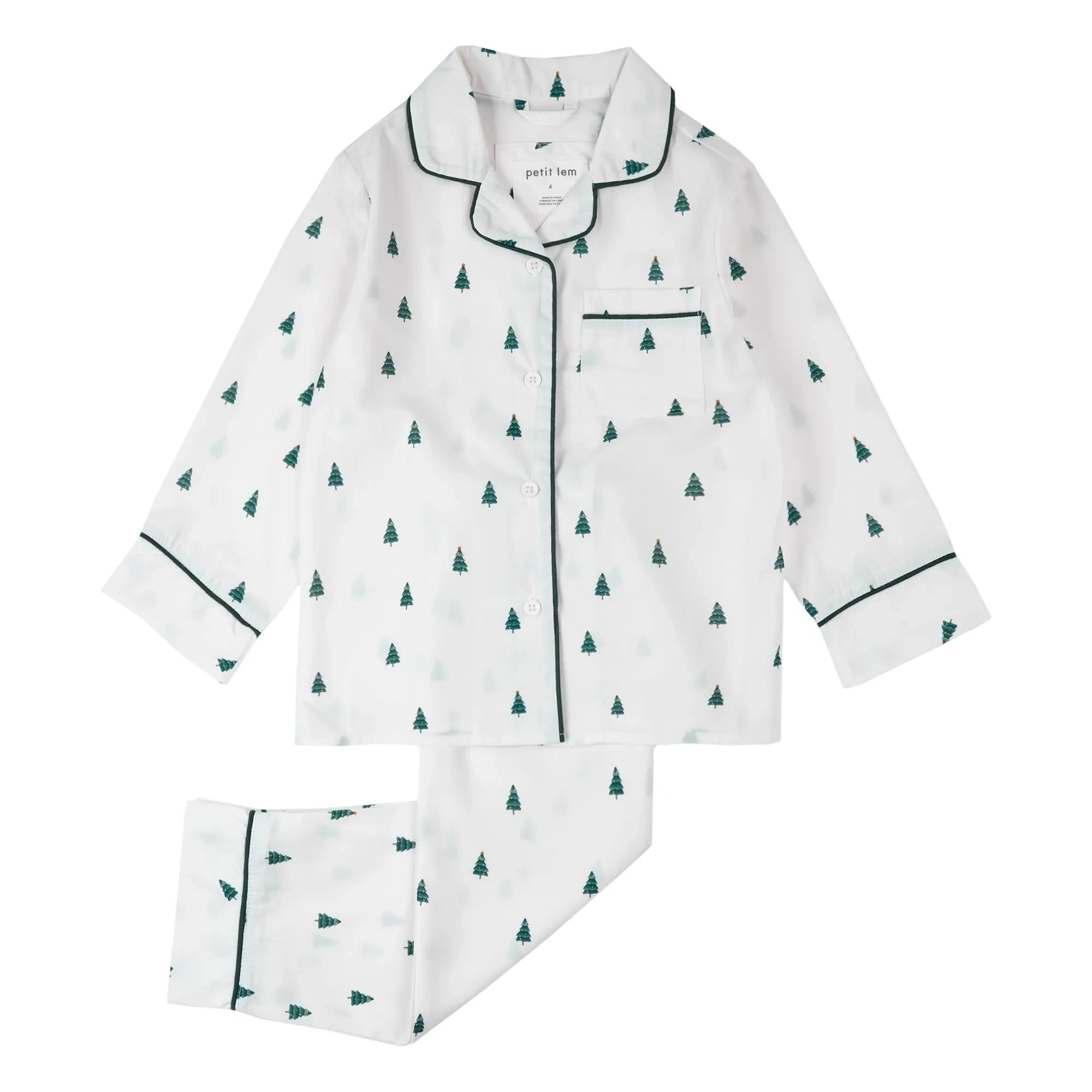 Petit Lem - Pijama de Popelín Göknar de Fibra Reciclada | Blanco