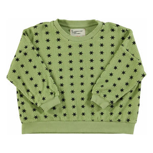 Piupiuchick - Sudadera de estrellas de canalé de algodón orgánico | Verde