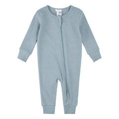 Petit Lem - Pijama de algodón orgánico y modal acanalado sin pies | Azul