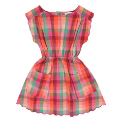 Jenest - Vestido Kiki, Algodón Orgánico a Cuadros | Fucsia