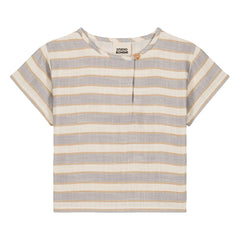 Studio Bohème - Camiseta de gasa de algodón orgánico a rayas Orso | Azul claro