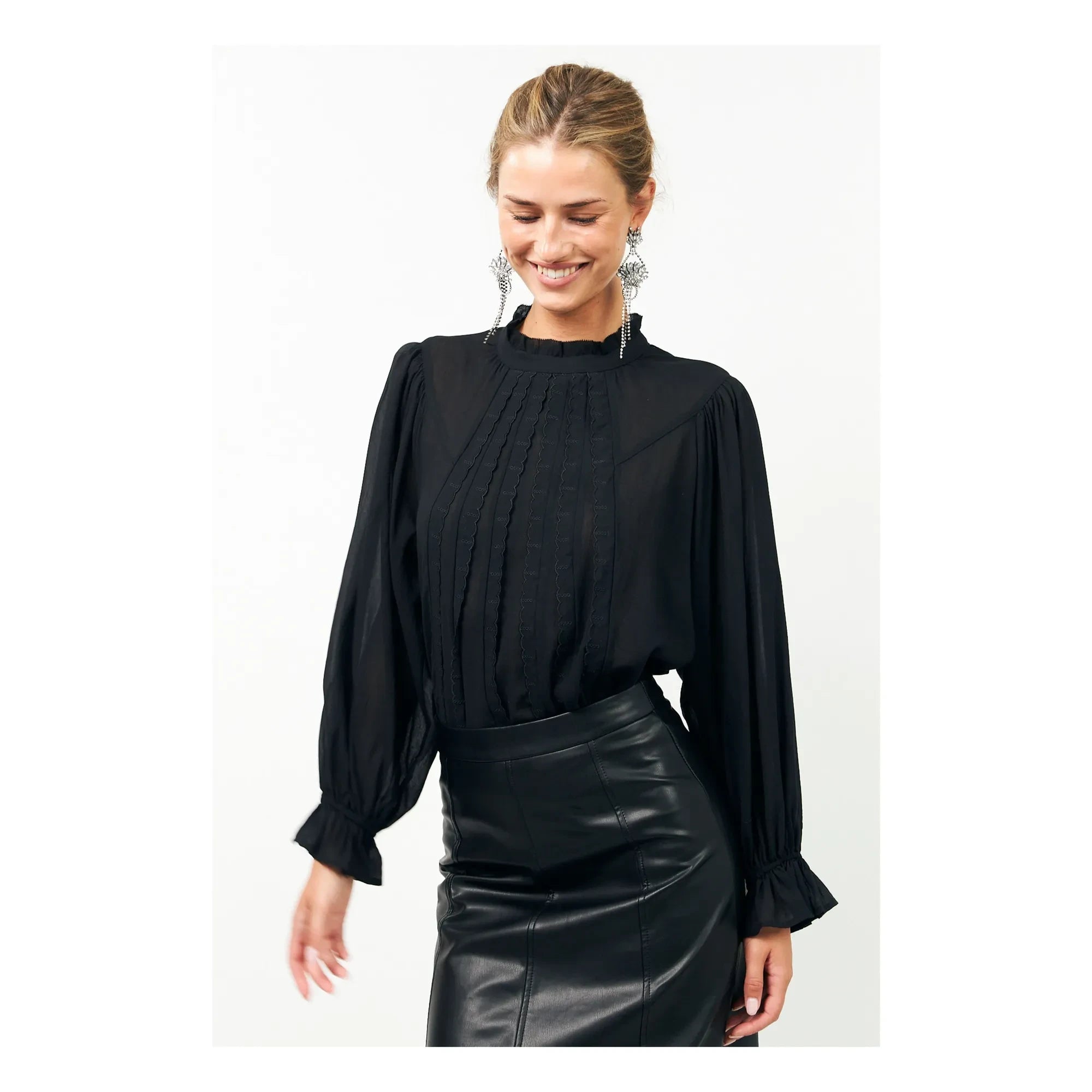 Lollys Laundry - Blusa de algodón Presley | Negro