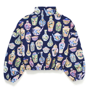 Maison Mangostan - Porselen Fermuarlı Sweatshirt | Koyu Mavi