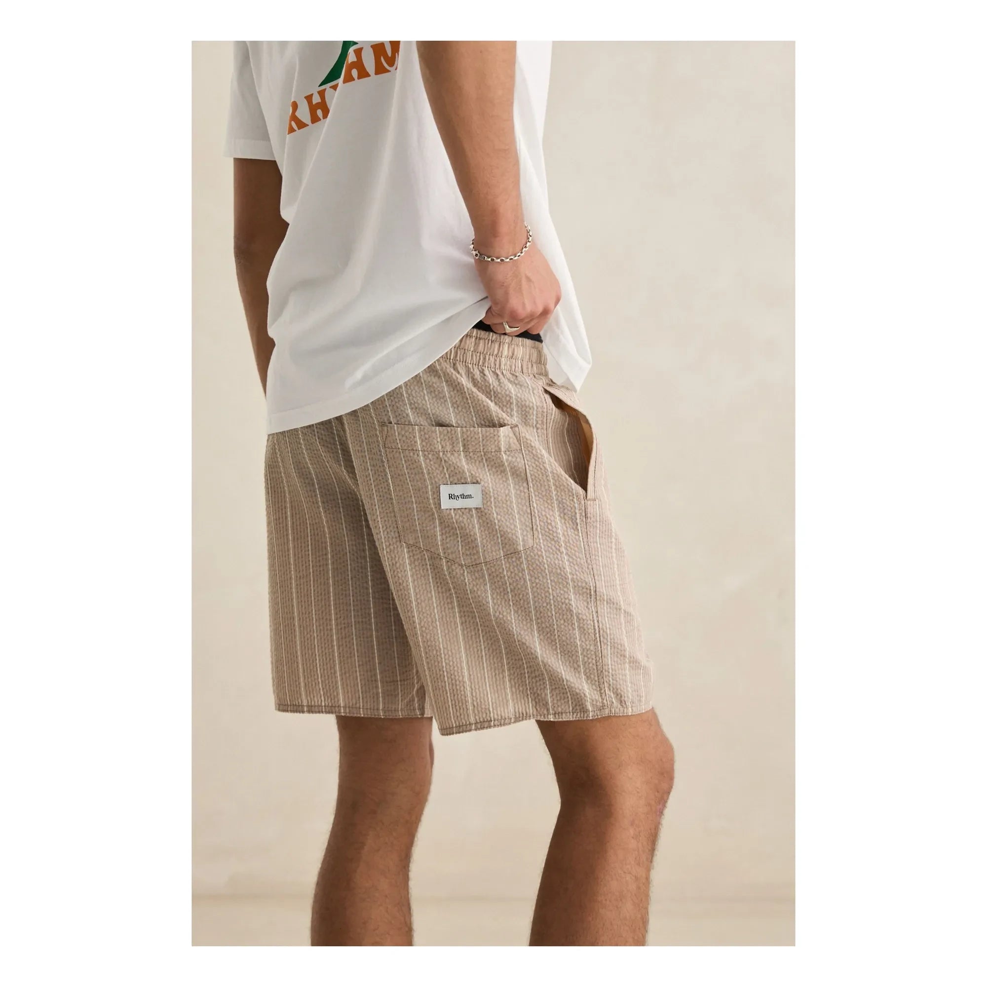 Rhythm - Shorts estampados de mermelada a rayas | Beige Oscuro