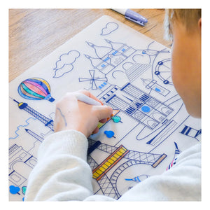 Superpetit - Individuales Paris para colorear con pulsera y 5 rotuladores