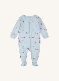 Petit Lem - Pijama con pies de algodón orgánico para después del esquí | Azul claro