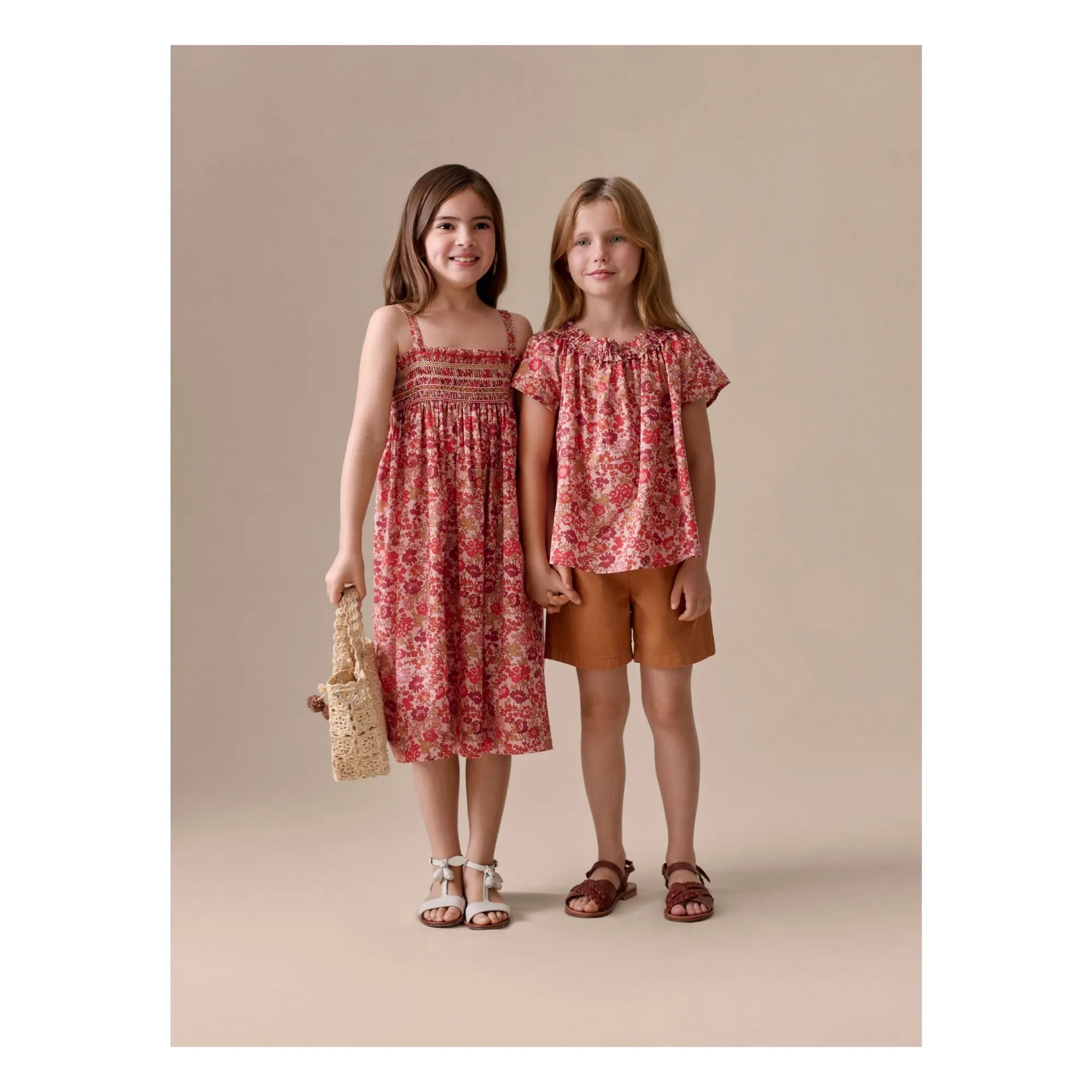 Bonpoint - Blusa de algodón orgánico Goldia Fleurie | Rosa empolvado