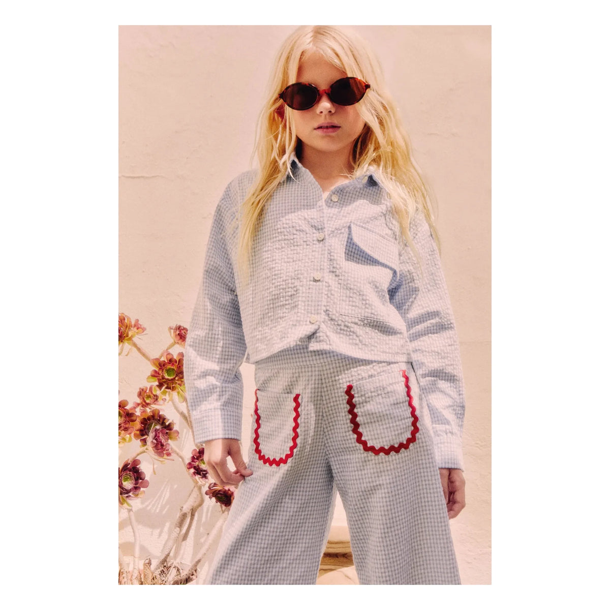 Mipounet - Pantalones Pauline Vichy | Azul