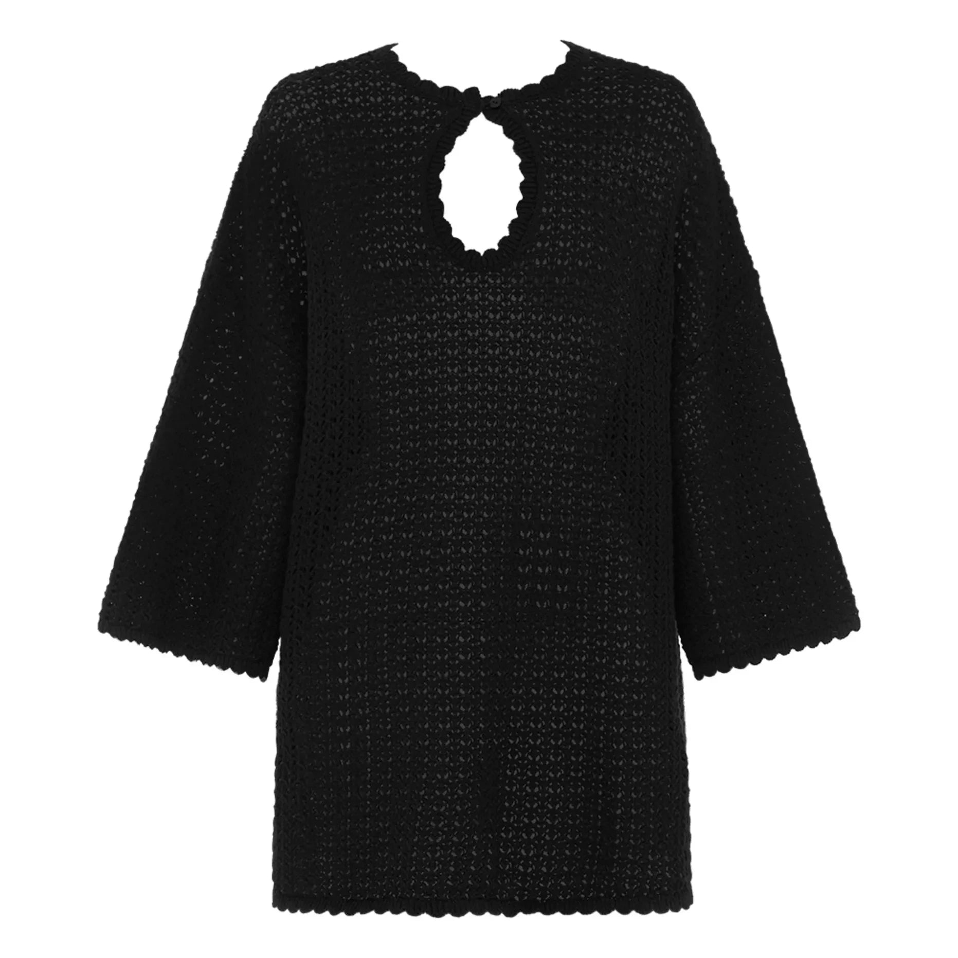 Peony - Vestido de algodón orgánico con punto inglés | Negro