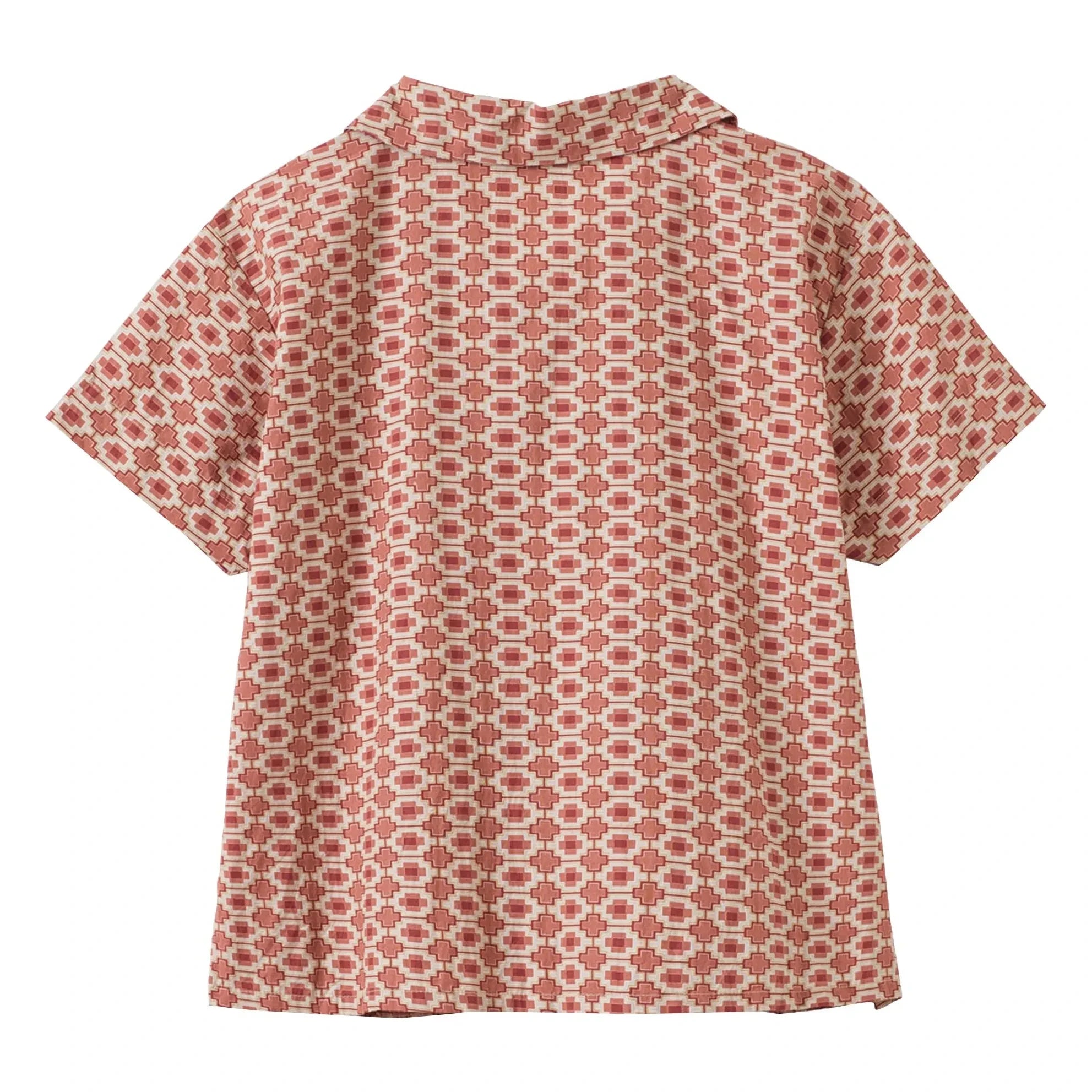 Caramelo - Camisa de bambú geométrica | Rojo ladrillo