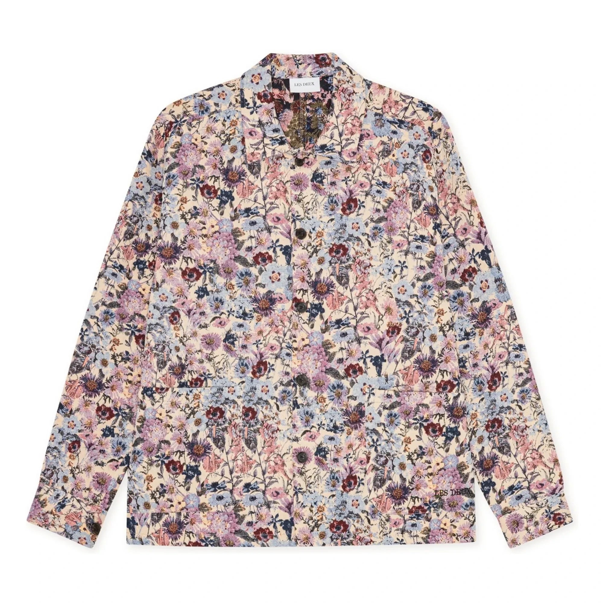Les Deux - Hugh Sobrecamisa Jacquard de Algodón con Flores | Rosa Marfil