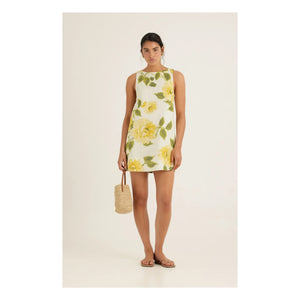 Peony - Vestido Recto de Lino | Amarillo