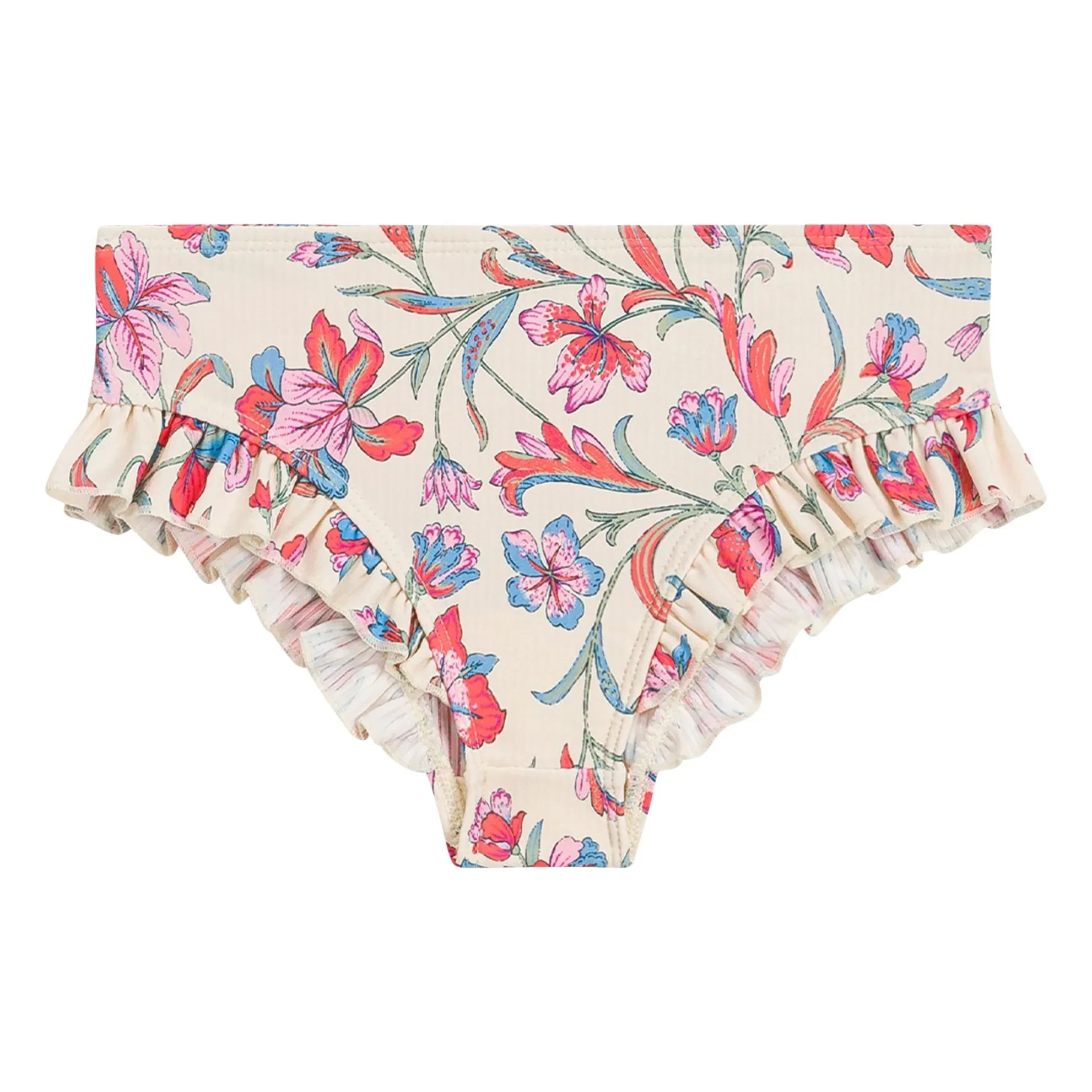 Louise Misha - Bañador de manga larga Yanika Fleuri de fibra reciclada | Crema