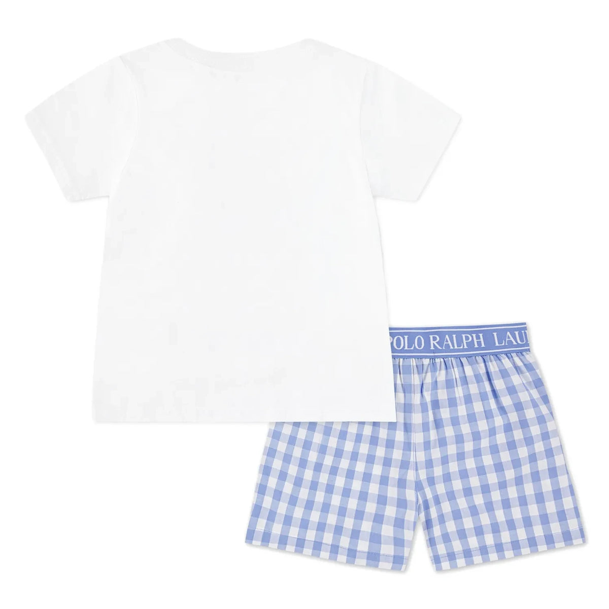 Ralph Lauren - Pijama de camiseta y pantalón corto a cuadros | Azul claro