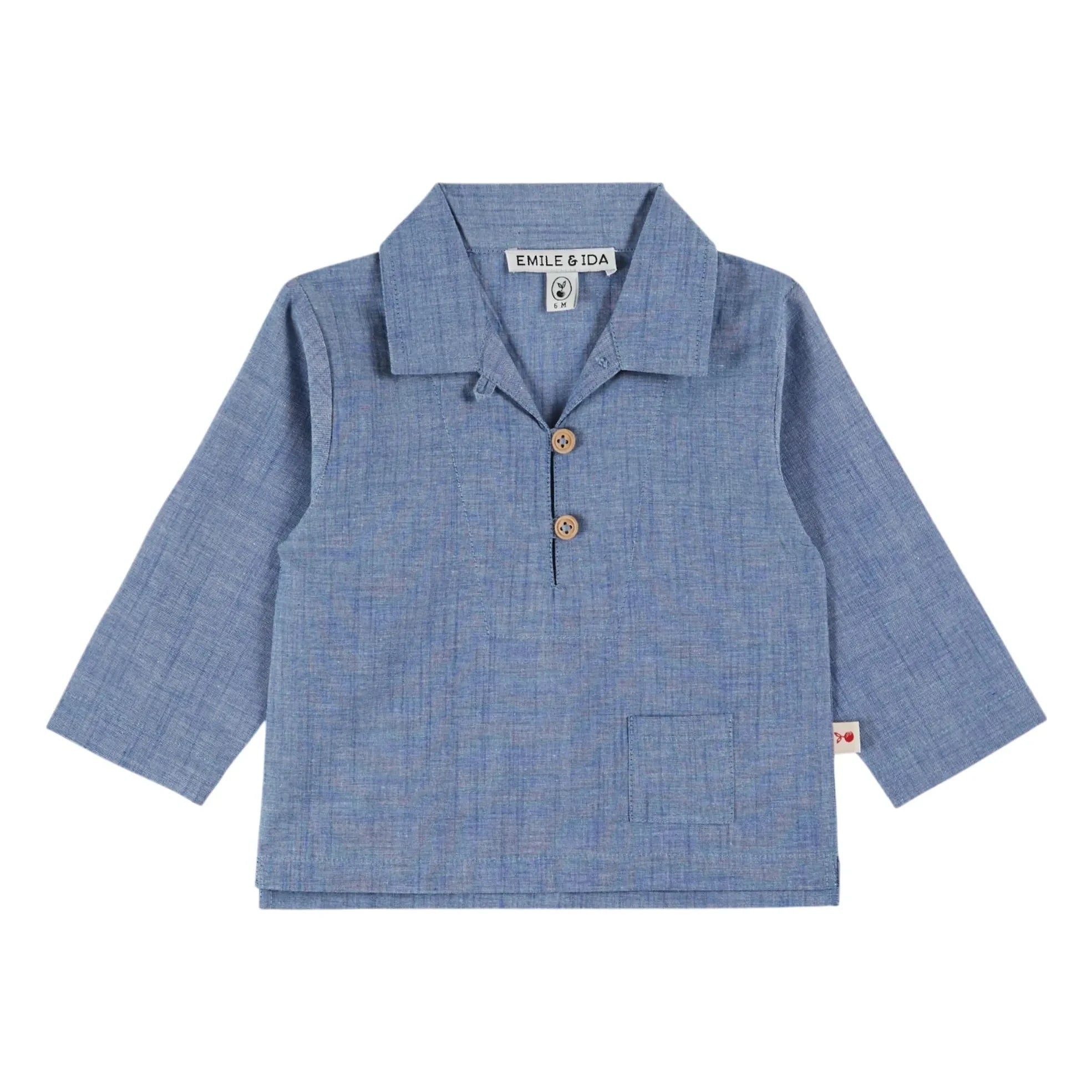 Emile et Ida - Camisa lisa de chambray | Azul