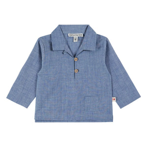 Emile et Ida - Camisa lisa de chambray | Azul