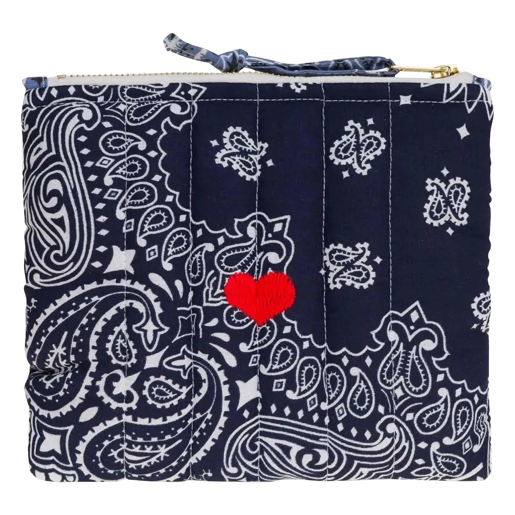 Call it by your name - Mini Corazón Acolchado con Bolsillo con Cremallera | Azul marino