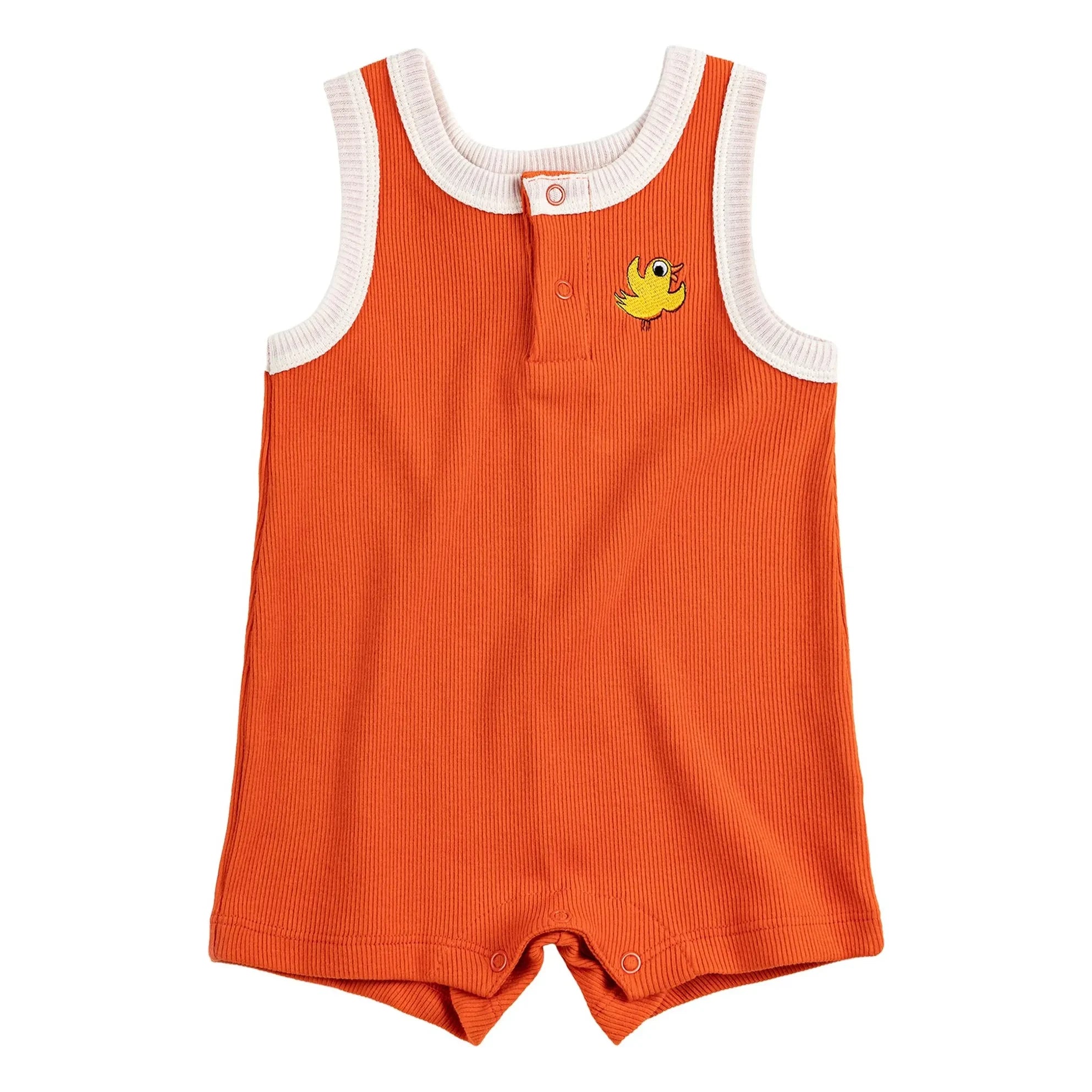 Bobo Choses - Mono Rib de Algodón Orgánico con Estampado de Pájaros | Naranja