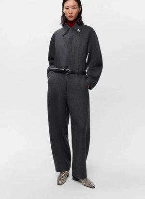Cordera - Pantalones de Lana Curvados | Gris Carbón