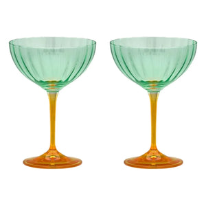 Anna + Nina - Copas de champán Jazzy - Set de 2 | Verde