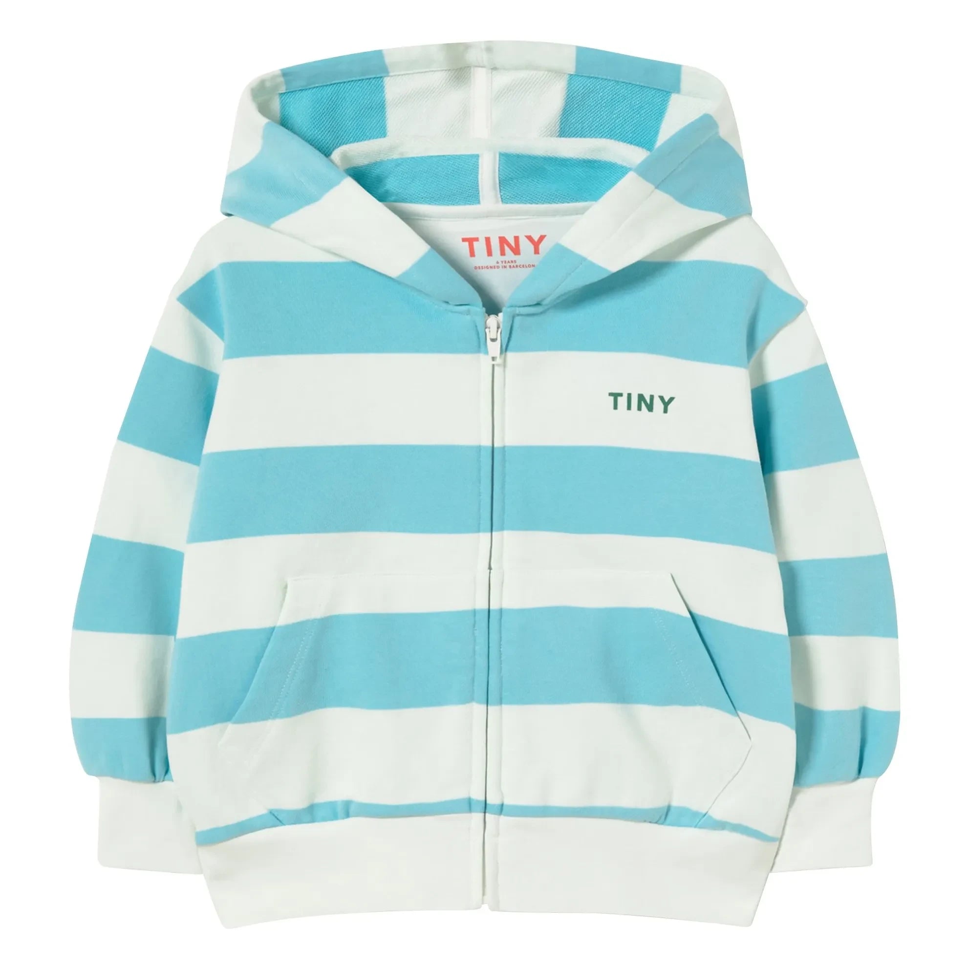 Tinycottons - Sudadera con capucha de algodón orgánico a rayas | Azul claro