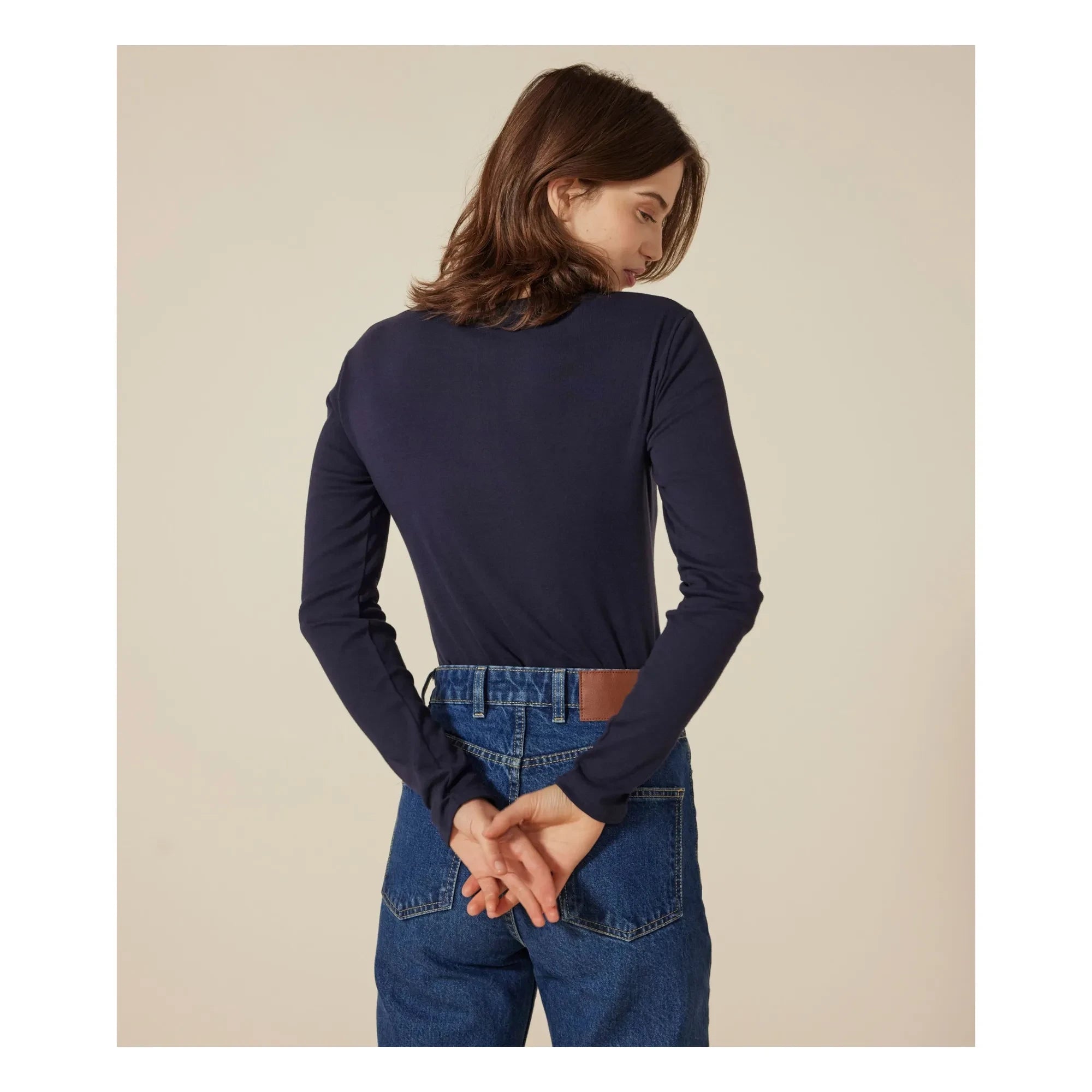 Petit Bateau - Camiseta icónica de manga larga - Colección de mujer | Azul marino