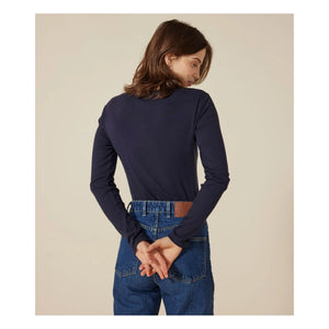 Petit Bateau - Camiseta icónica de manga larga - Colección de mujer | Azul marino