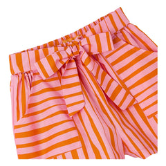 Fábula - Pantalón Corto con Cinturón a Rayas | Rosa