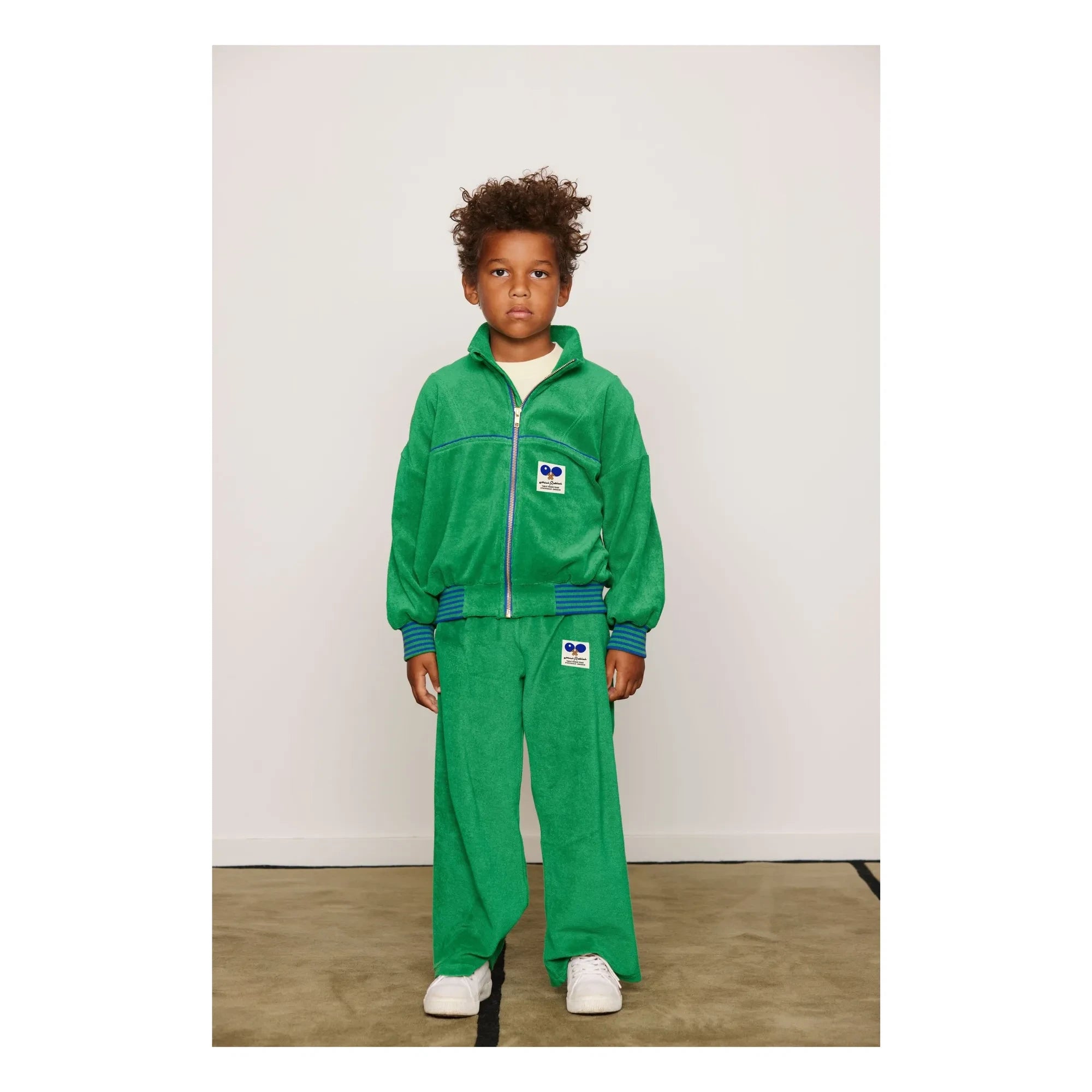 Mini Rodini - Sudadera con cremallera de rizo de algodón orgánico | Verde
