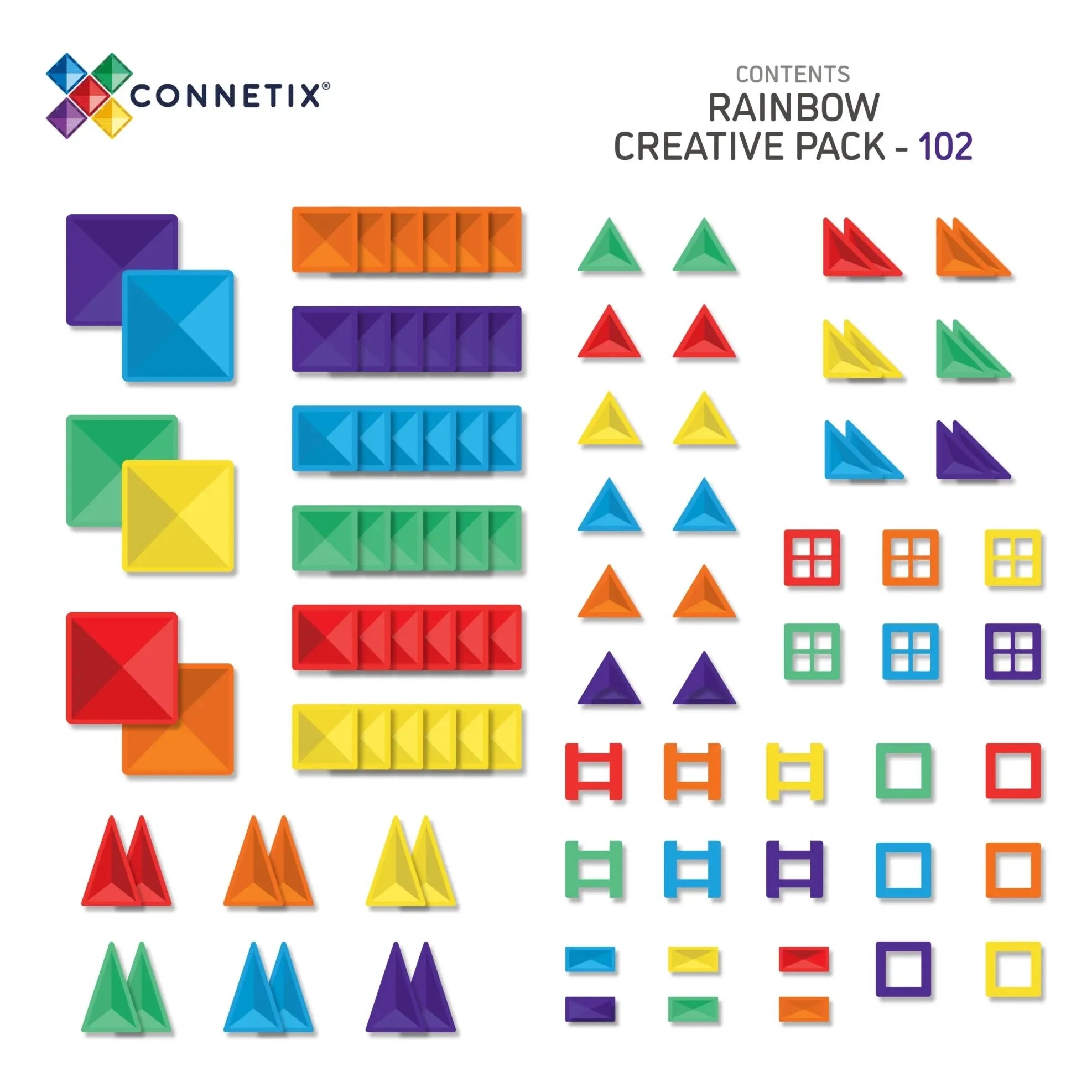 Connetix - Pack Creativo - 102 Piezas | Arcoíris