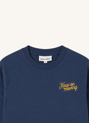 Smallable Kid - Bam "Keep On Moving" Camiseta de Algodón Orgánico | Gris azul