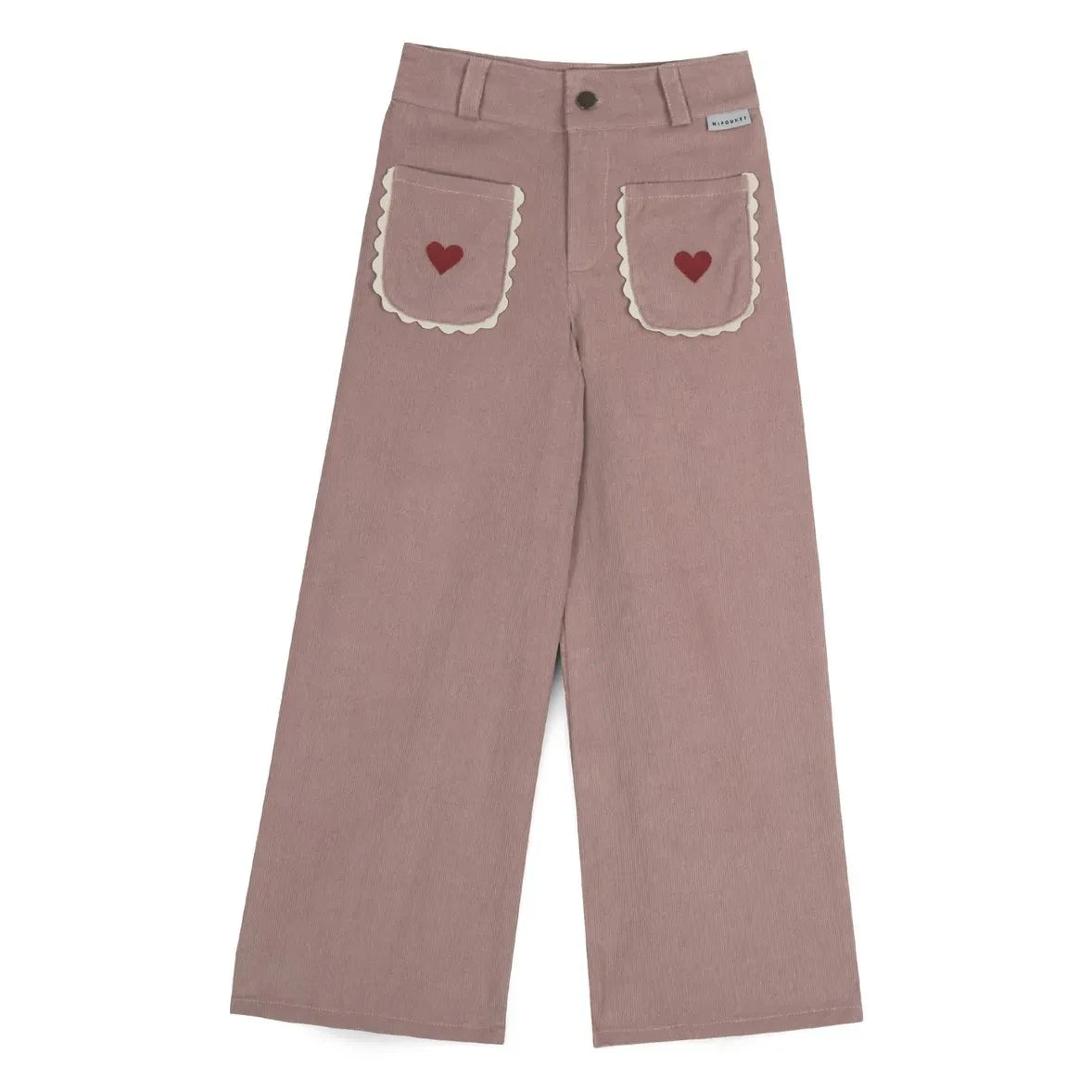 Mipounet - Pantalones de pana Géraldine Hearts | Rosa Pálido