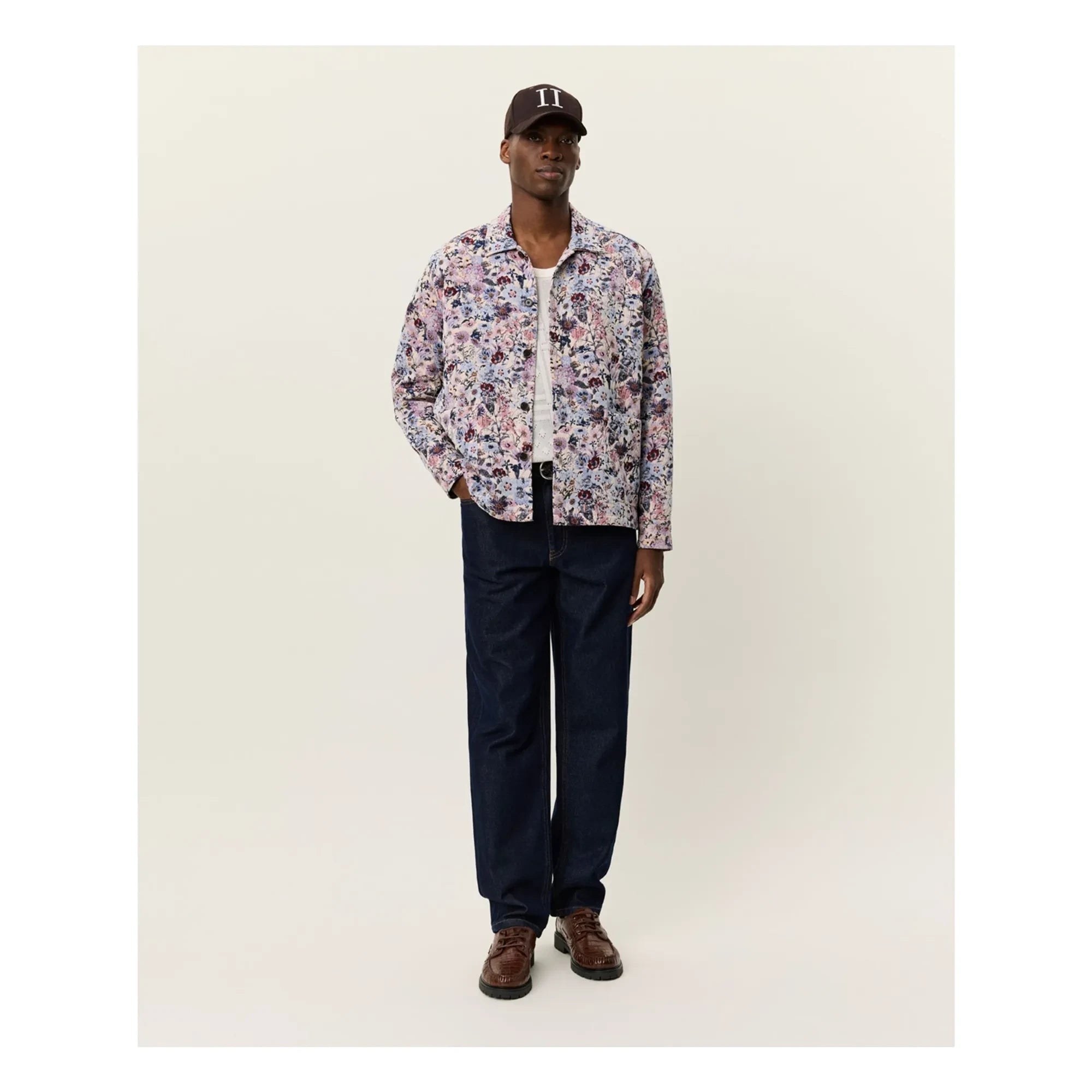 Les Deux - Hugh Sobrecamisa Jacquard de Algodón con Flores | Rosa Marfil
