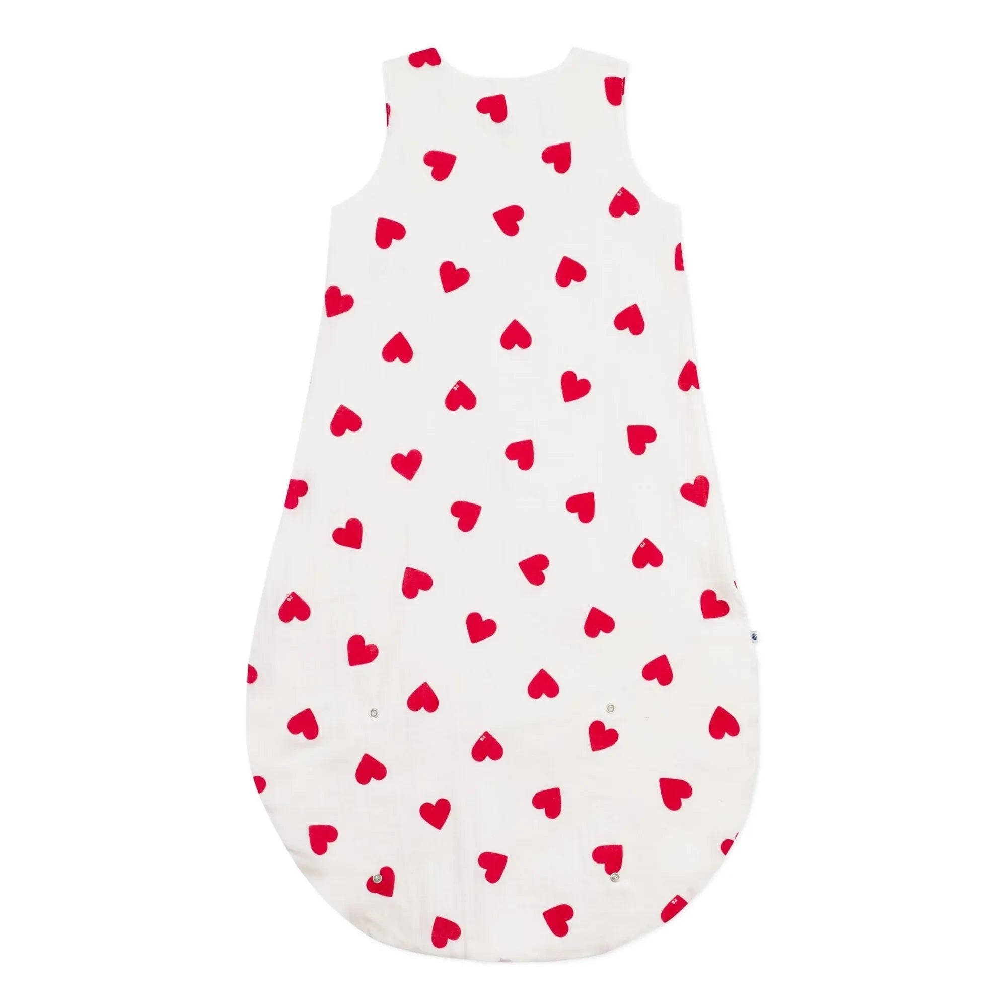 Petit Bateau - Saco de dormir de gasa de algodón con corazones | Blanco