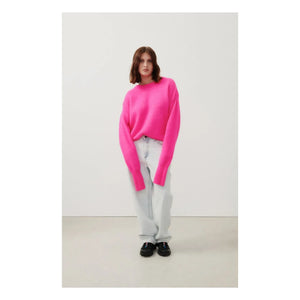 American Vintage - Vitow Alpaka ve Yün Boatneck Kazak | Floresan pembe