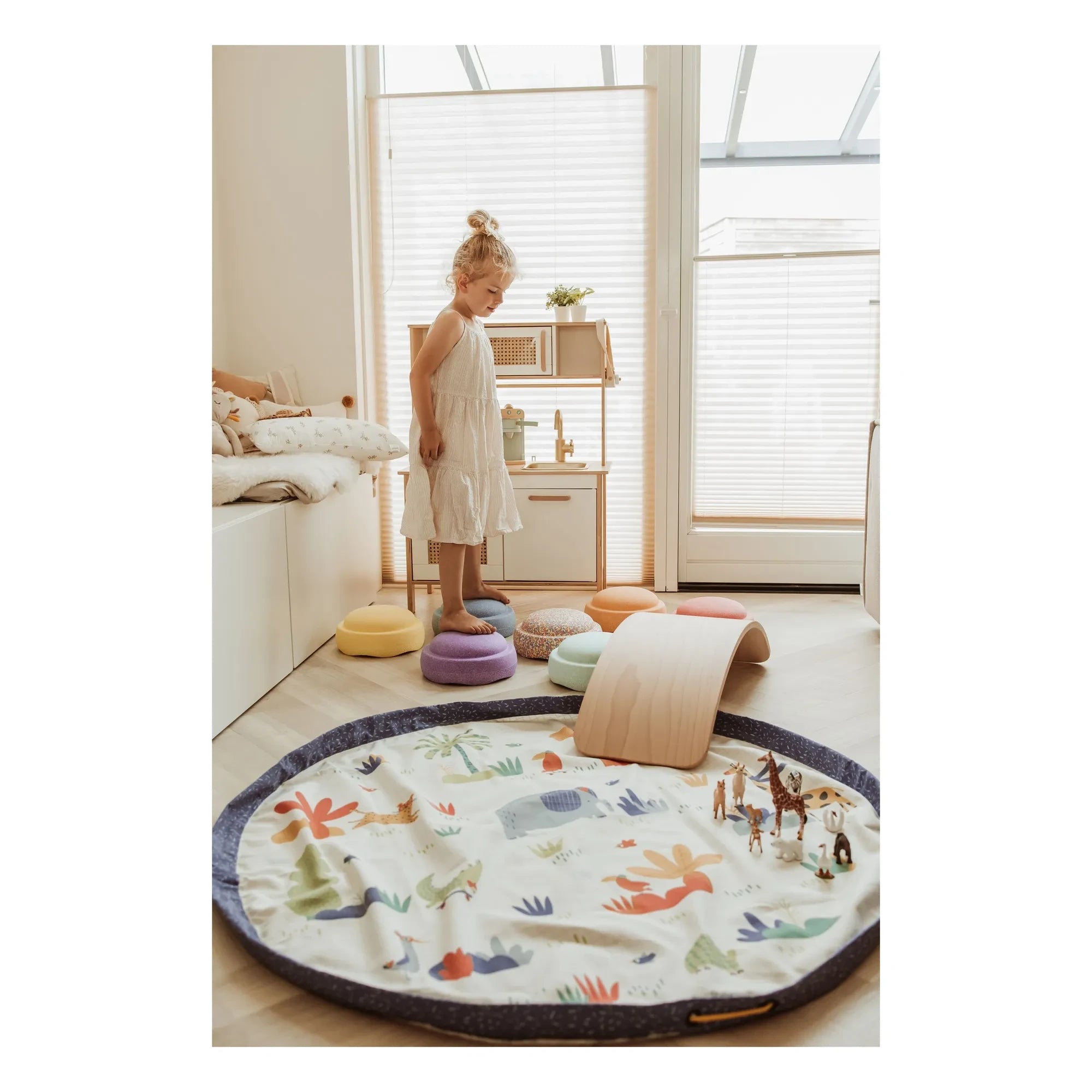 Play and Go - Noomad Puce et Pilou bolsa/alfombra de juego - Play&Go x Moulin Roty | Azul