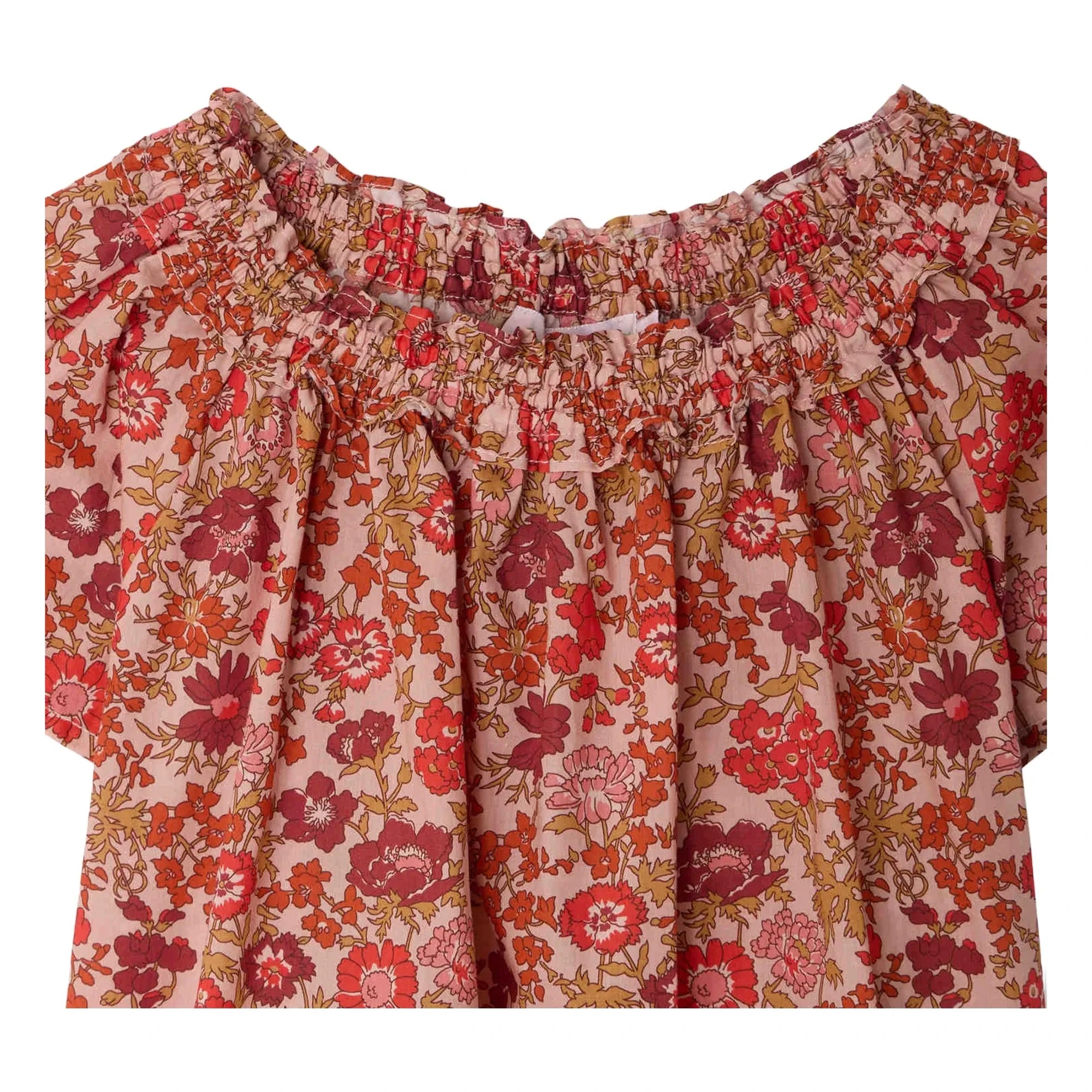 Bonpoint - Blusa de algodón orgánico Goldia Fleurie | Rosa empolvado