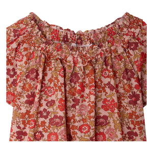 Bonpoint - Blusa de algodón orgánico Goldia Fleurie | Rosa empolvado