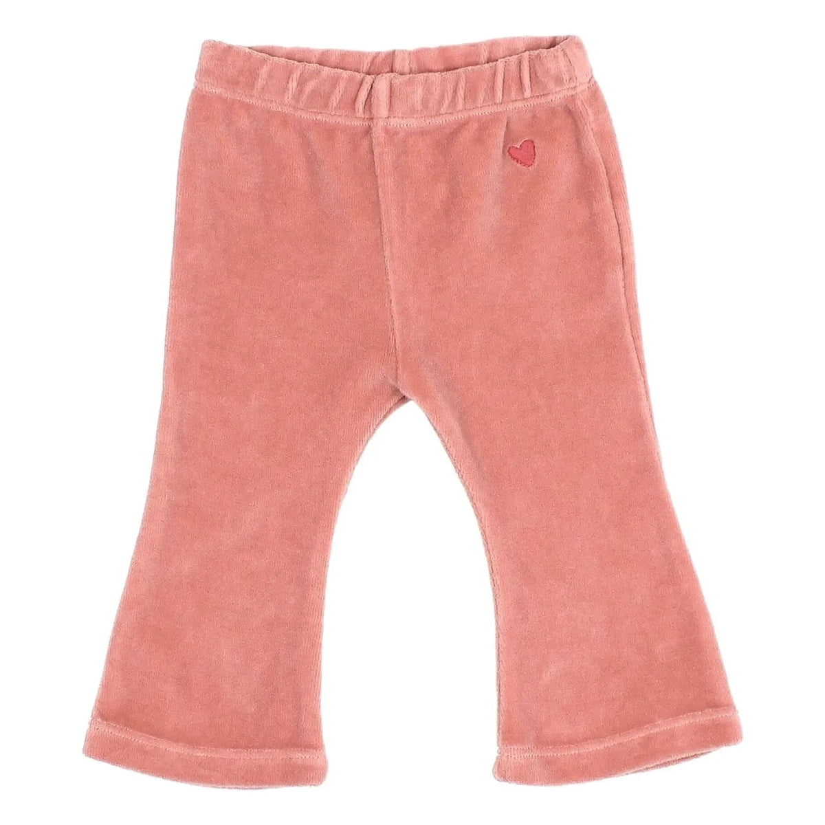 Búho - Leggings Acampanados de Algodón Orgánico para Bebé con Detalle de Corazón de Terciopelo | Rosa