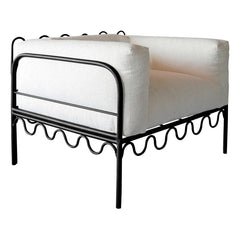 Sillón Honoré - Dolores - Base Negra | Blanco/Crudo