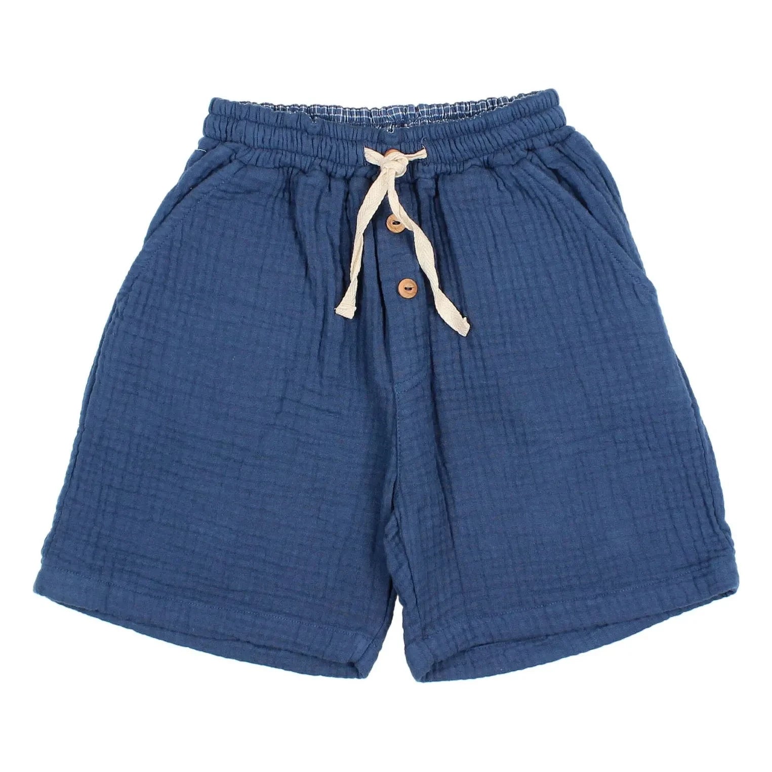 Búho - Pantalón Corto de Gasa de Algodón Bermuda | Azul Marino