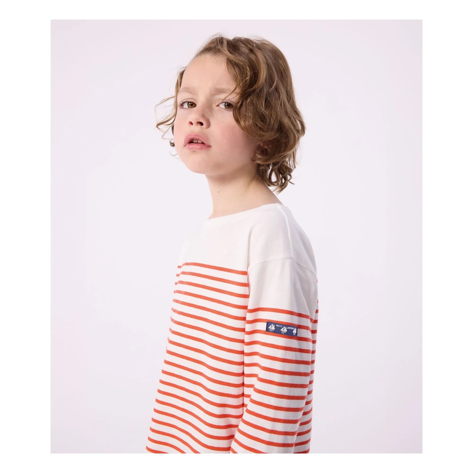Petit Bateau - Camiseta Marinière Ligera | Naranja