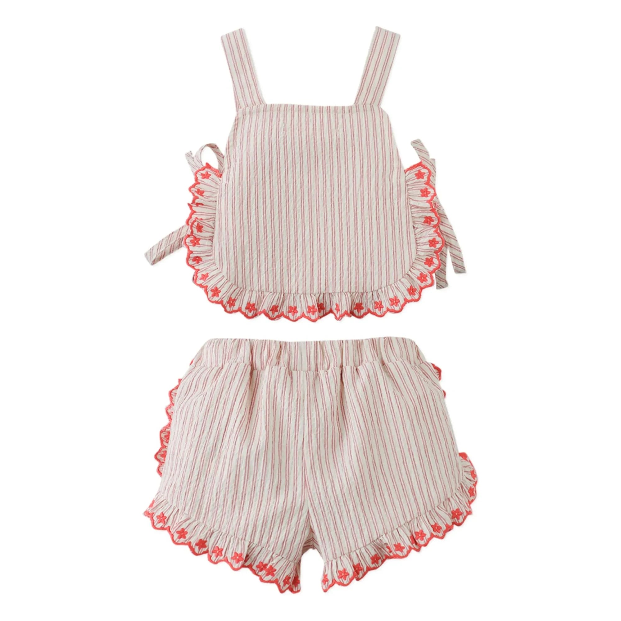 Gingersnaps - Conjunto de top con volantes y shorts Juria | Rojo
