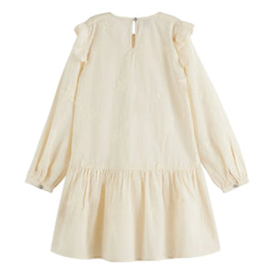 Scotch & Soda - Vestido Evasé Bordado con Volantes | Crudo