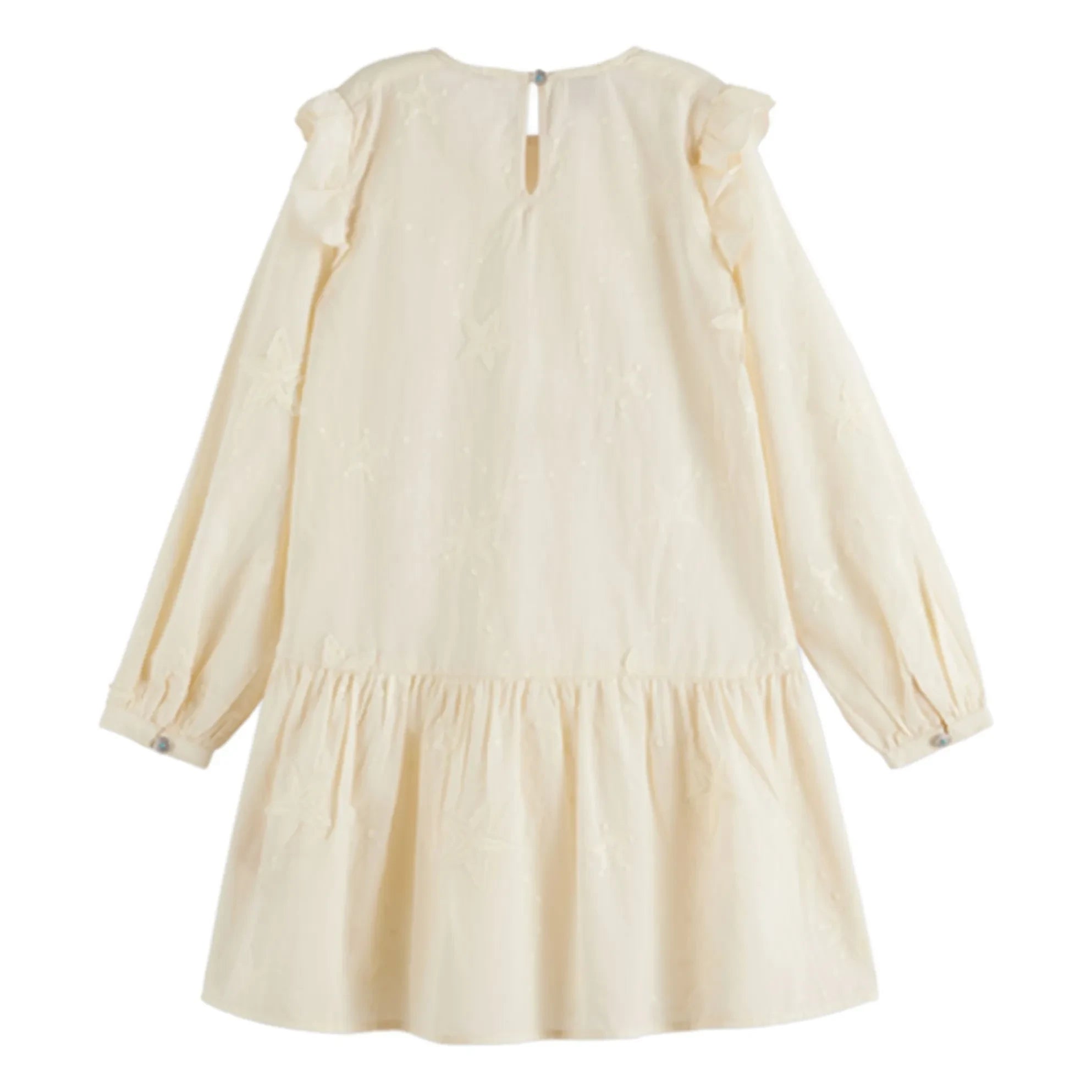 Scotch & Soda - Vestido Evasé Bordado con Volantes | Crudo