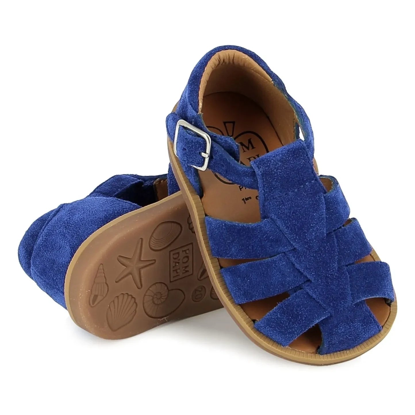 Pom d'Api - Sandalias de terciopelo Poppy Daddy | Azul eléctrico